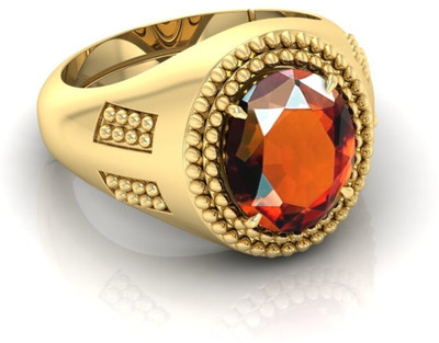 TODANI JEMS 7.25 Ratti Gomed Gemstone Adjustable Ring With Lab CertificateFC Crystal Garnet Rhodium Plated Ring