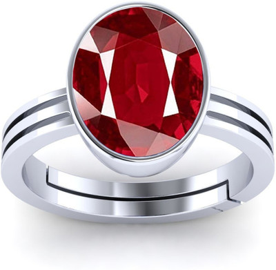 SHAHNU 5.25 Ratti Created Ruby Manik Stone Ring for Women's and Men's By Lab Certified Brass Ruby Ring