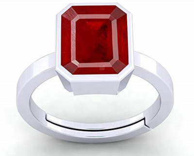 Gemzonite Brass Ruby Silver Plated Ring