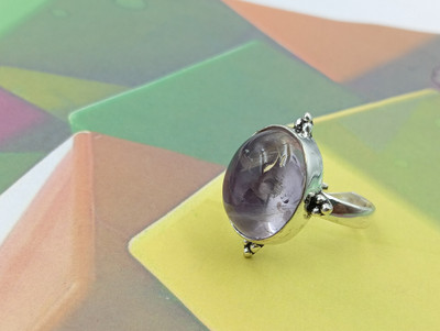 ShrimJewels Oxidised Amethyst Statement Ring for Women and Girls Brass Amethyst Copper Plated Ring