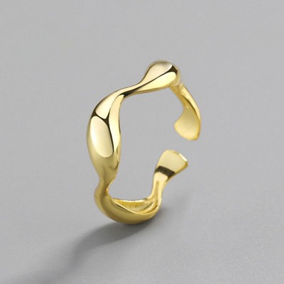 MYKI Wavy Gold Plated Ring For Women & Girls Stainless Steel Gold Plated Ring