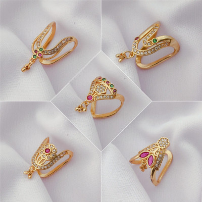Gigev Vanki 5 pack AD Brass Cubic Zirconia Gold Plated Ring Set