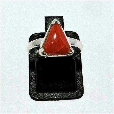 Ceylonmine01 Natural Red Moonga Ring Silver Coral Stone Men & Women Ring Alloy Coral Silver Plated Ring