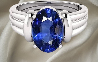 Ringry Neelam Ring Blue Sapphire Neelam RingAdjustable for Men & Women Metal Sapphire Silver Plated Ring