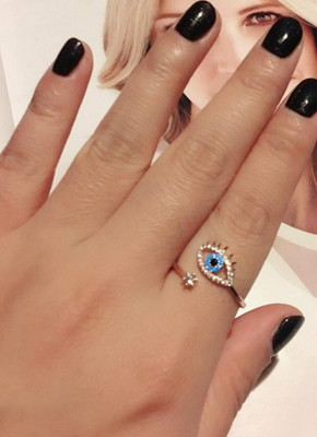 house of common Vedansh Enterprises Stylish Silver Plated Evil Eye Rings Alloy Cubic Zirconia Sterling Silver Plated Ring