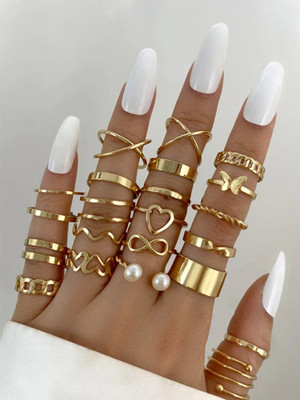 Jewels Galaxy Stackable Rings Set Brass Gold Plated Stack Ring