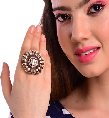 PINK HUB Metal Zircon Gold Plated Ring