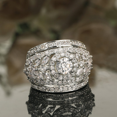 Bhagya Lakshmi RS STONE 028739 Alloy Silver Plated Ring
