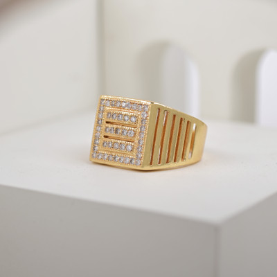 mahi creation Brass Diamond Gold Plated Ring