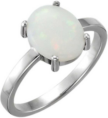 Jewelswonder Ring Stone Opal Silver Plated Zinc, Copper, Nickel, Cobalt, Metal Opal Silver Plated Ring