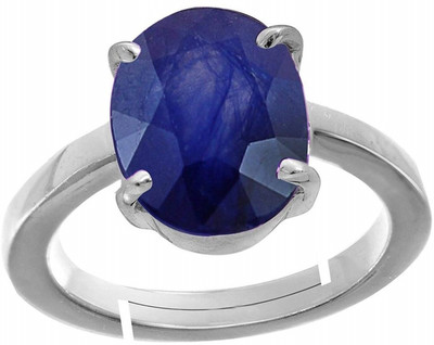 KUSHMIWAL GEMS 7.25 Ratti AAA+ Quality Natural Blue Sapphire Neelam Adjustable Gemstone Ring Brass Sapphire Silver Plated Ring KUSHMIWAL GEMS 7.25 Ratti AAA+ Quality Natural Blue Sapphire Neelam Adjustable Gemstone Ring Brass Sapphire Silver Plated Ring