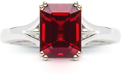 KUNDLI GEMS Stone Ruby Silver Plated Ring