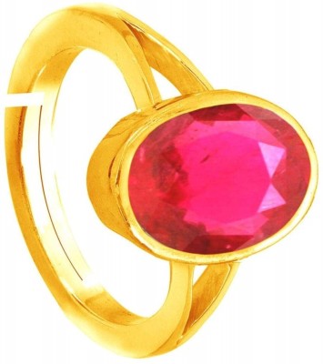 SIDHGEMS 13.25 Ratti 12.00 Carat Natural Ruby Stone Manik Ring Brass Ruby Gold Plated Ring