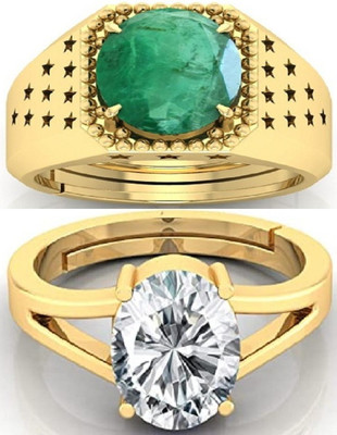 BHAIRAW GEMS Ratti Stone Adjustable Ring for Men & Women Stone Emerald, Zircon Ring