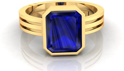 GenZcomplex Blue Sapphire Neelam Gem Stone Ring with Leb Certificate Brass Sapphire Ring Brass Sapphire Gold Plated Ring
