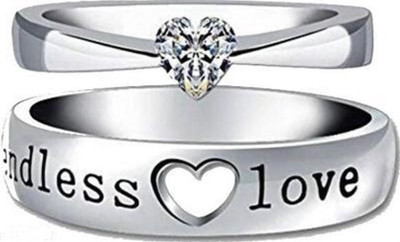 Vibeesle Stylish Couple ring stainless steel for men and women Stainless Steel, Brass, Stone, Crystal Cubic Zirconia Sterling Silver, Titanium Plated Ring