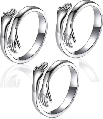 ESPERANZA ENTERPRISES Crystal Silver Alloy Hug Ring for men women boys girls Alloy Ring Set Alloy, Stainless Steel Cubic Zirconia Sterling Silver, Titanium Plated Ring Set