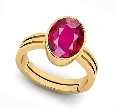 BWM GEMS Certified 4.25 Ratti Ruby Stone ( Manik ) Panchdhatu Alloy Ruby Gold Plated Ring