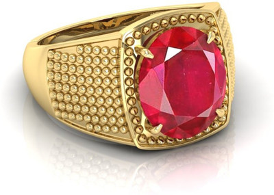 TODANI JEMS 7.25 Ratti Ruby Gemstone Adjustable Ring With Lab CertificateFE Crystal Ruby Rhodium Plated Ring
