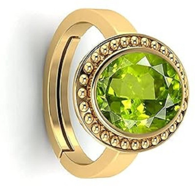 Sidharth Gems 6.25 Ratti 5.25 Carat AA++ Quality Certified Natural Green Peridot Gemstone Brass Peridot Gold Plated Ring