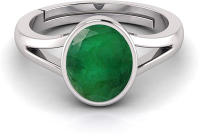 TODANI JEMS Natural 11.25 Ratti Emerald Ring With Lab Certificate Silver Emerald Sterling Silver Plated Ring