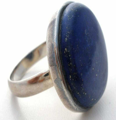 EliteMart Stone Lapis Lazuli Silver Plated Ring