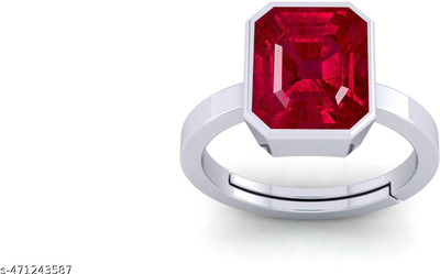 VishvMa 8.25 Ratti Burma Ruby Manik Gemstone Ring A1 Quality Stone Ruby Brass Plated Ring