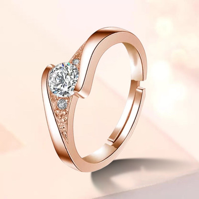 MYKI Sizzling Solitaire Adjustable Ring Stainless Steel Cubic Zirconia Gold Plated Ring