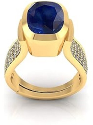 SIDHGEMS 7.25 Ratti 6.00 Crt Natural Blue Sapphire Neelam Sterling Silver 925 Ring Sterling Silver Sapphire Gold Plated Ring