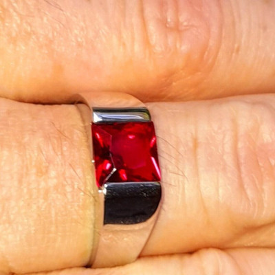 Ceylonmine01 Brass Ruby Silver Plated Ring