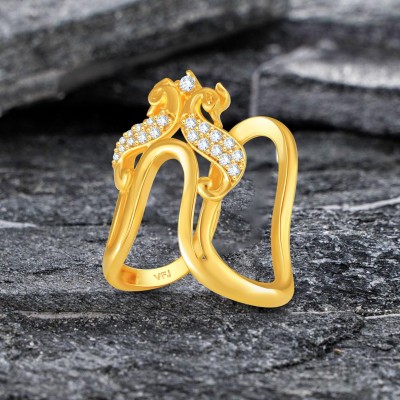 VIGHNAHARTA Vighnaharta traditional south indian Gold Plated finger Ghoda vanki Ring Alloy Cubic Zirconia Gold Plated Ring