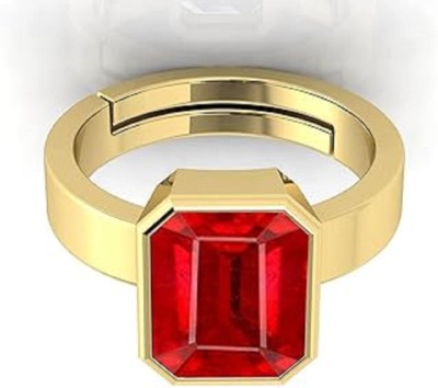 Sidharth Gems 8.25 Ratti 7.75 Carat Manik Stone Original Certified Burma Ruby Gemstone RING Brass Ruby Black Silver Plated Ring