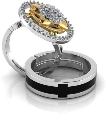 Miss Highness 925 Silver Couple Diamond Adjustable Rings Set – Luxury Gift for Women & Men, Sterling Silver Cubic Zirconia Rhodium Plated Ring