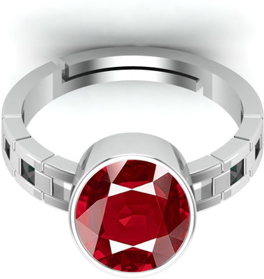 KUSHMIWAL GEMS 5.25 Ratti 4.00 Carat Ruby Manik Original Certified Gemstone Ring Brass Ruby Silver Plated Ring