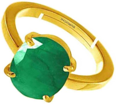 Suruchi Gems & Jewels Emerald (Panna) 9.25 Ratti or 8.50 Ct Gemstone For Women Five Metal Adjustable Metal Ring