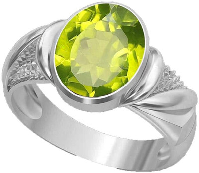 Sidharth Gems 7.25 Ratti 6.00 Carat Peridot Ring Natural Peridot/Mani Stone Brass Peridot Silver Plated Ring