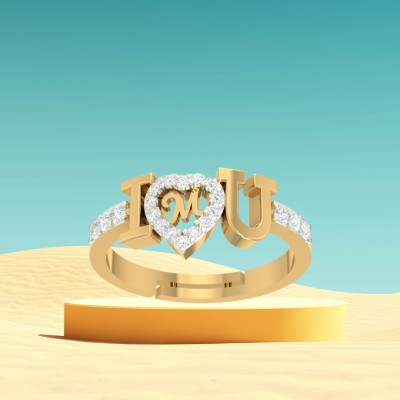 Kanak Jewels ILU M Letter Gold Adjustable Valentine Latest American Diamond Freesize Ring Brass Cubic Zirconia Gold Plated Ring