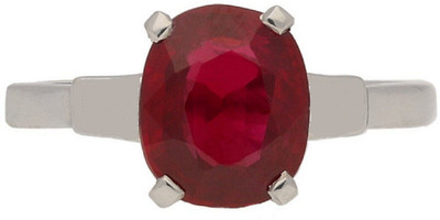 Gemzonite Ruby Ring Certified Manik Astrological Stone Stone Ruby Silver Plated Ring