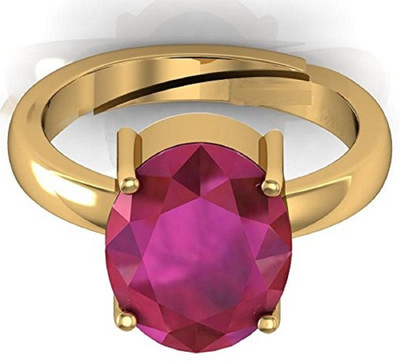 KUSHMIWAL GEMS 5.25 Ratti 4.00 Carat Quality Natural Burma Ruby Manik Brass Ruby Gold Plated Ring