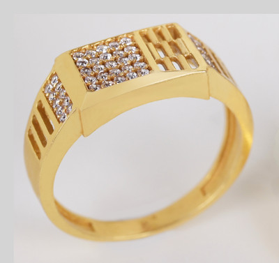 GORASH CREATION Brass Cubic Zirconia Gold Plated Ring