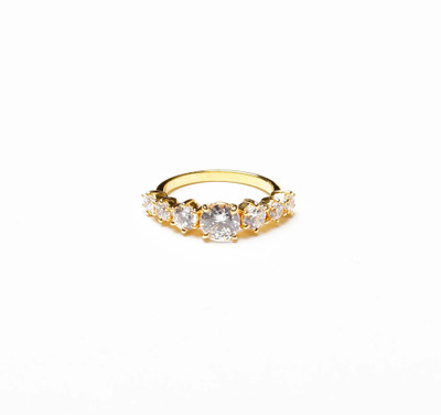 uncle jewels Gold Multi-Stone Zircon Ring - Pure Silver 925 Sterling Silver Zircon Rhodium Plated Ring