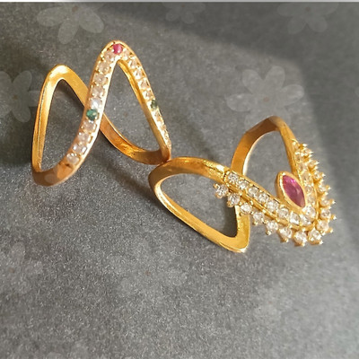 GraceOrnaments Premium Quality Micro Plated Adjustable AD Stone Vanki Ring combo Vanki Ring Alloy Pearl, Diamond Gold Plated Ring