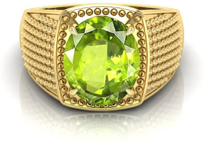 TODANI JEMS 9.25 Ratti Peridot Gemstone Adjustable Ring With Lab CertificateFE Stone Peridot Brass Plated Ring
