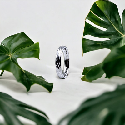 AMONROO Stylish Simple Minimal Design Ring Handmade Antique Gift Unisex Ring Sterling Silver Rhodium Plated Ring