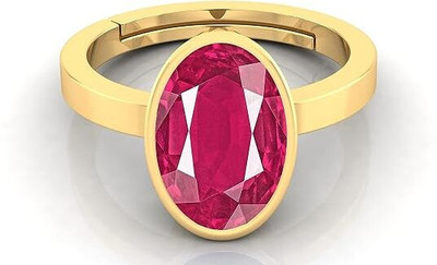 NAVYA GEMS 6.25 Ratti 5.00 Carat A+ Quality Natural Burma Ruby Manik Gemstone Gold Ring Brass Ruby Gold Plated Ring