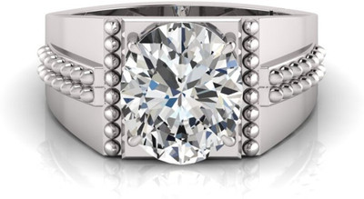 Pranjal Gems Shell Zircon Rhodium Plated Ring