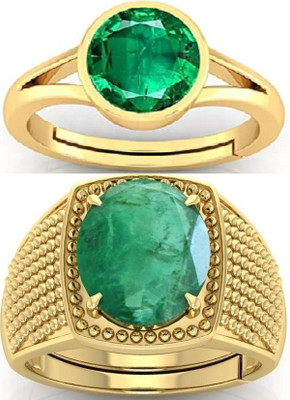 BHAIRAW GEMS Ratti Stone Adjustable Ring for Men & Women Stone Emerald, Emerald Ring