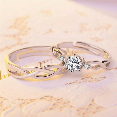 White Chimes Brass, Stainless Steel, Copper, Metal Cubic Zirconia, Diamond, Zircon Rhodium, Silver, Titanium, Gold, Platinum Plated Ring Set