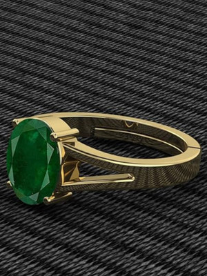 GenZcomplex Original 7.25 Ratti Emerald Panna Gem Stone Ring Brass Emerald Ring Brass Emerald Gold Plated Ring