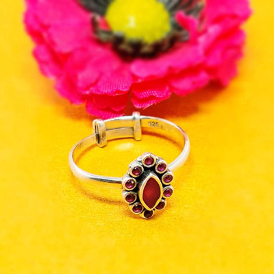 jsaj MARQUISE SHAPE RING WITH RUBY STONE IN 925 STERLING SILVER Sterling Silver Emerald Silver Plated Ring